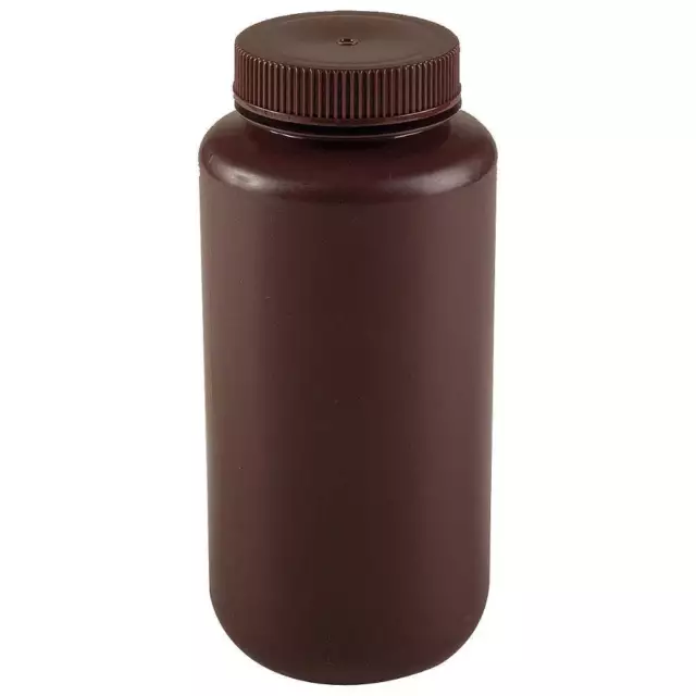 LAB SAFETY SUPPLY 6FAN4 Bottle,63 mm H,Amber,34 mm Dia,PK12 6FAN4