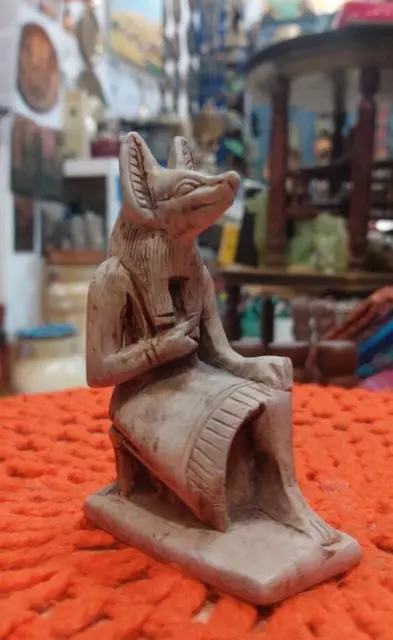 Anubis Ancient Egyptian Gold Handmade Statue Carved Antique Stone Bazareg