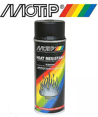 bombe spray peinture motip noir mat haute température 800° Moteur / pot 04031