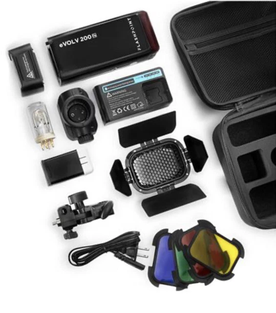 Flashpoint eVOLV 200 R2 TTL Flash de bolsillo con kit Barndoor (Godox AD200)