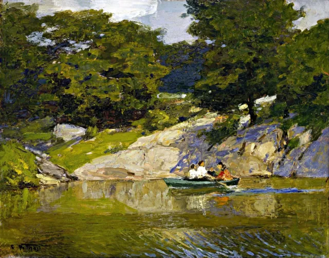 ART BOATING IN Central Park by Potthast Life Oil Painting Giclee Print ...