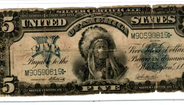 $5 "Chief Onnepapa" (Silver Certificate) 1800'S $5 "Chief Onnepapa" Rough!!!!!!!