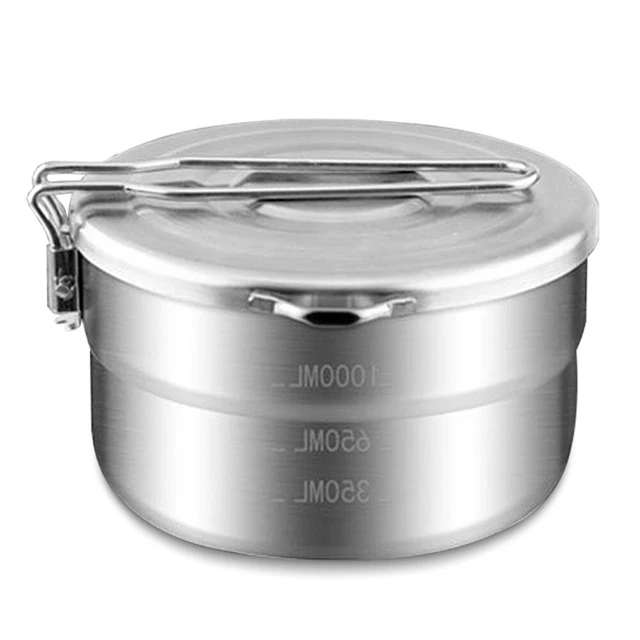 1,5-Liter-Edelstahl-Lunchbox mit Aufbewahrungstasche, Campingtopf für A8K7