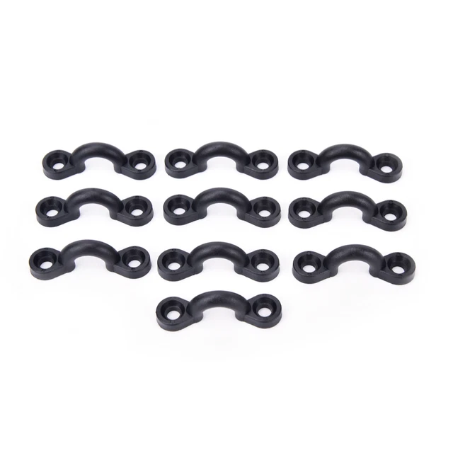 10-Pack Black Nylon Deck Straps With Screws - Pad Eyes For Kayak, Canoe, Boat Accessory Mounting