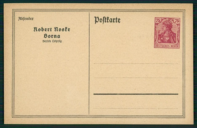 DR GA PP PRIVAT-GANZSACHE POSTKARTE ROBERT NOSKE BORNA LEIPZIG TOP!! ex08