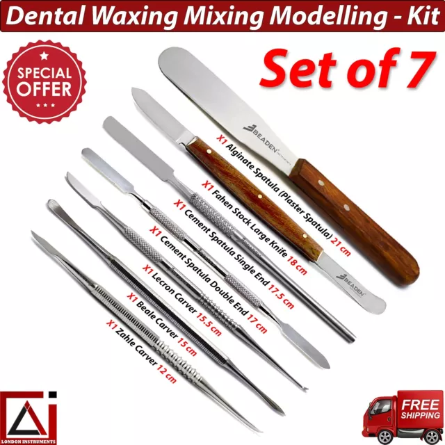 Dental Laboratory Kit Wax Modelling Carving Stainless Steel Instruments Set of 7