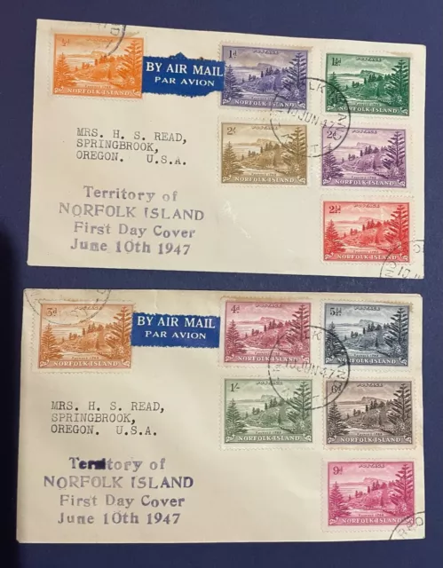 Norfolk Island 1947 FDC +First Complete Set Sc#1-12 S#SG1-12 +Rubber Stamp+Rare