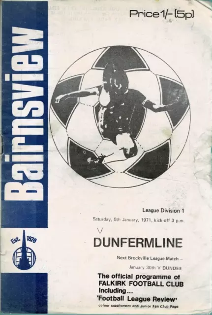 Falkirk v Dunfermline Athletic 09 Jan 1971 League