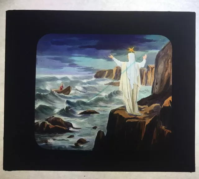 Virgin Guiding The Shipwrecked 3 Glass Plate Magic Lantern Religion