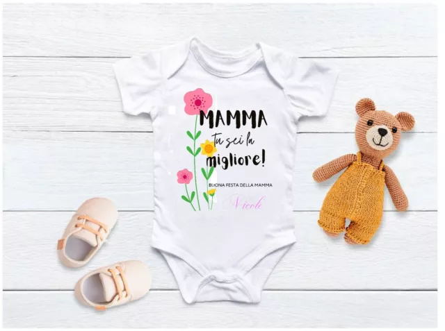 Body Tutina neonato regalo Festa della Mamma personalizzato nome bimbo bimba