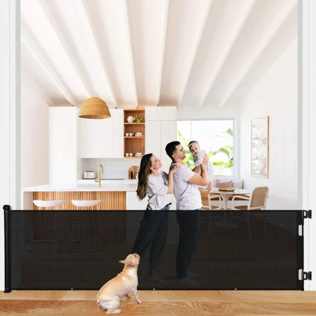 Baby Safety Gate Pet Dog Door Extra Wide Retractable Net Home Kitchen 1.4/1.8/3M