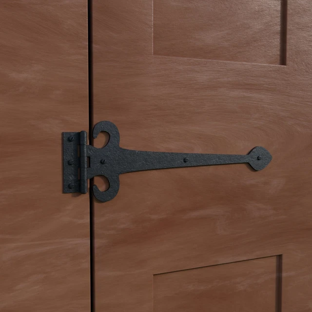 Black Wrought Iron Door Strap Hinge 18" L Rust Resistant Flush Mount Pack of 2 3