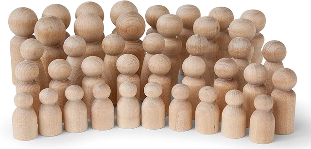 Natural Unfinished Wooden Peg Doll Bodies, Quality People Shapes, Great
