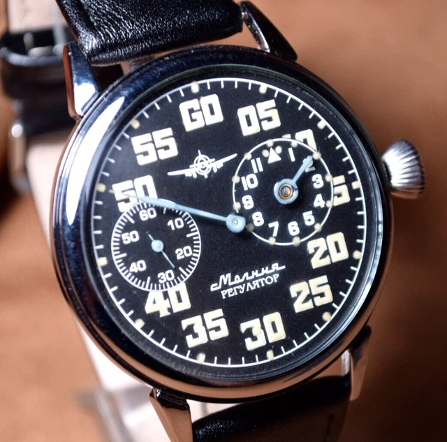 Soviet Watch Molnija REGULATEUR Black Vintage Men Watch Limited Edition Servised