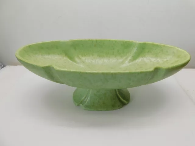 Vntg Haeger Pottery USA Lime Green Mottled Pedestal Oval Shape Planter-12"-3003