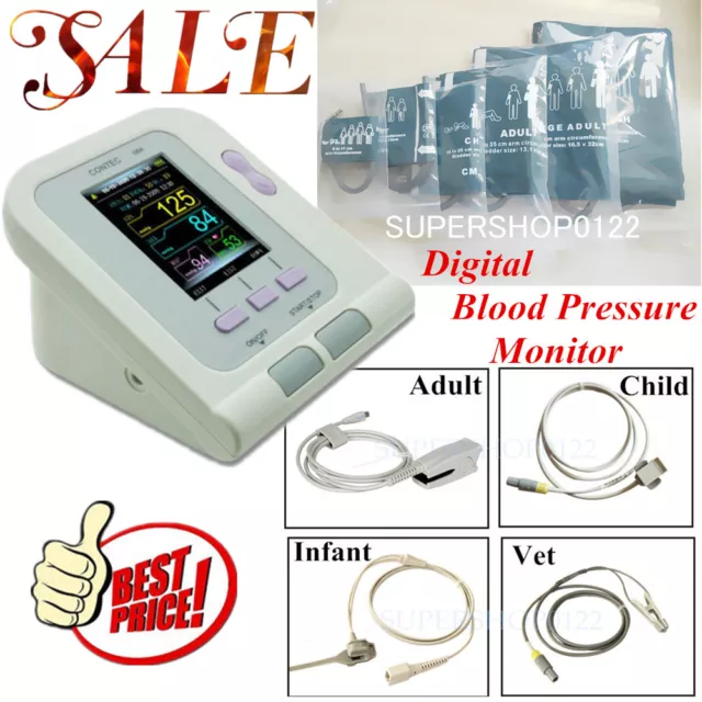 Digital Blood Pressure Monitor,CONTEC08A Color LCD Display + cuff + SPO2 +PC SW