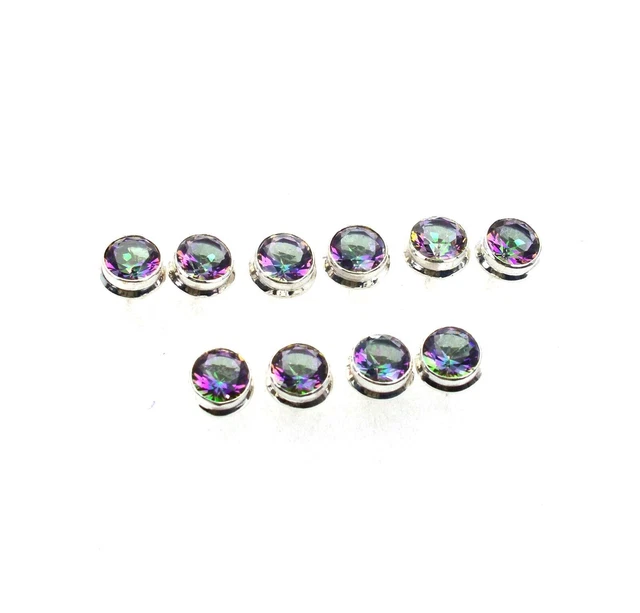 Wholesale 5Pr 925 Solid Sterling Silver Cut Mystic Topaz Stud Earring Lot O729