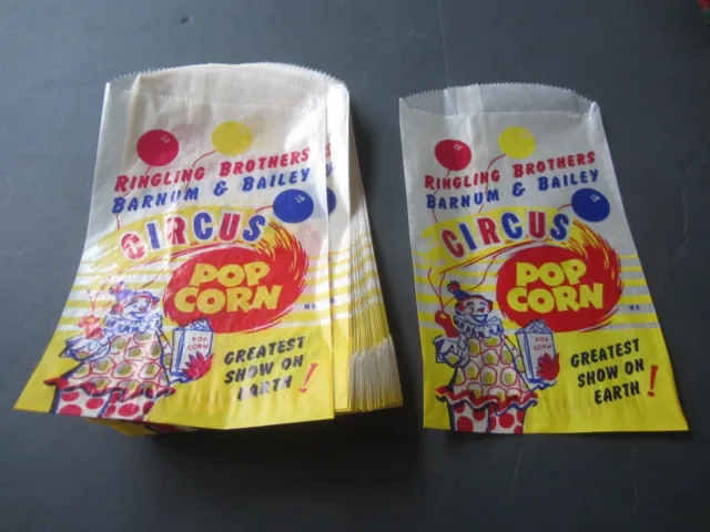 Huge Lot of 50 Old 1950's RINGLING Bros. CIRCUS - POPCORN Bags - BARNUM BAILEY