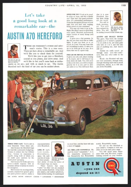 1953 UK Austin print ad brown A70 Hereford 4-drSedan