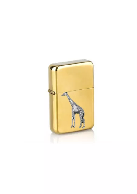 PPA10 Giraffe Pewter Pendant On a petrol wind proof gold Lighter