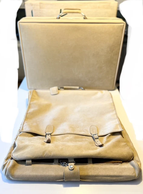 Vtg. Hartmann Matching Suitcase & Garment Bag Chamois Suede Excellent! W/keys