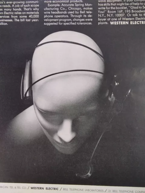 Western Electric Print Ad Original Rare Vtg 1964 Early Headphone Accurate Spring