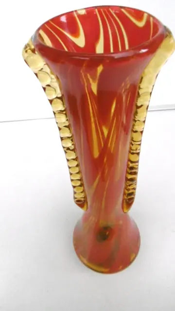 grand vase soliflor verre rouge anses torsadées