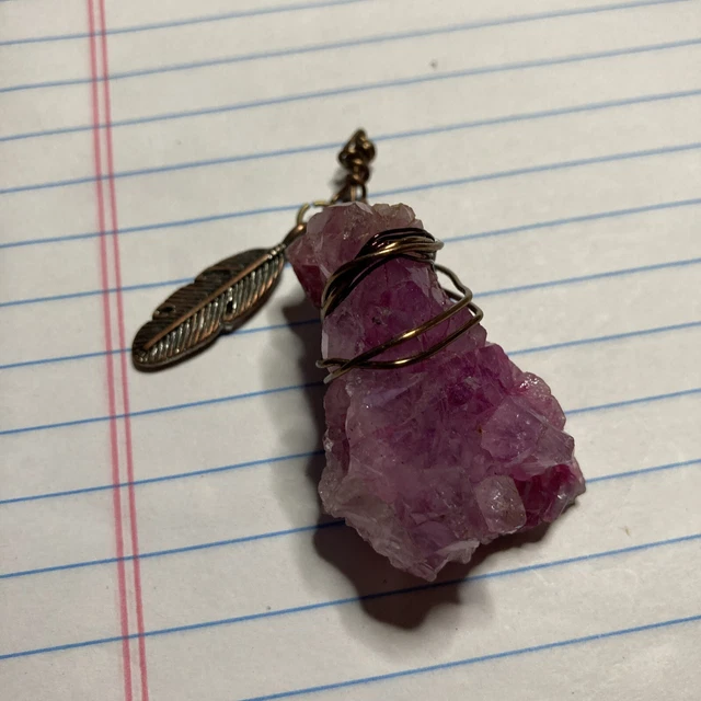 Vintage Amethyst Crystal PURPLE Cluster Pendant