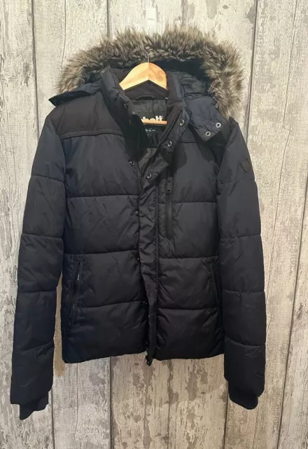 SCHOTT NYC SMALL Black N2B Teflon Nylon Hooded Flight Bomber