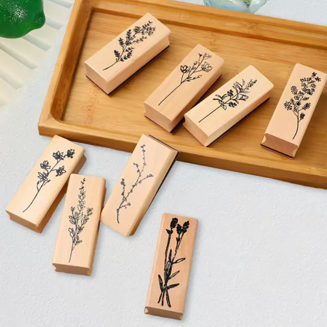 8x Holz-Stempel-Set, DIY-Handwerk, Sammelalbum, Schreibwaren, Siegel aus Holz,