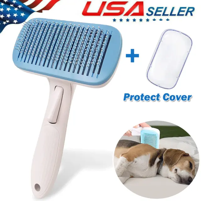 Pet Dog Cat Brush Grooming Slicker Self Cleaning Slicker Massage Hair Comb 2023