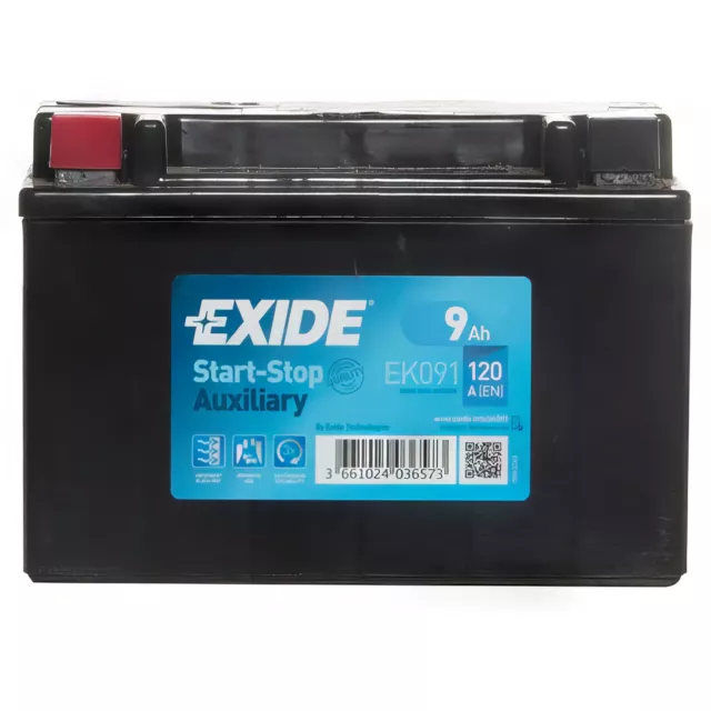 EXIDE EK091 AGM 12V Auxilary Battery 1 Year Guarantee 9AH 120CCA  Replacement £72.99 - PicClick UK