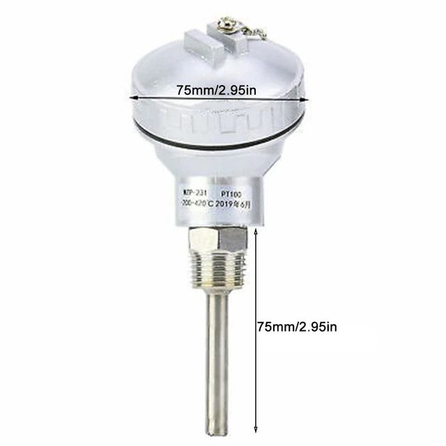 Temperature Sensor Prode Threaded PT100 TEMPERATURE SENSOR Probe with NPT Thread Compatible with Various ...