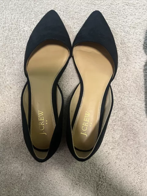 J Crew Women's 6.5 Black Suede Classic D'Orsay Flats Shoe