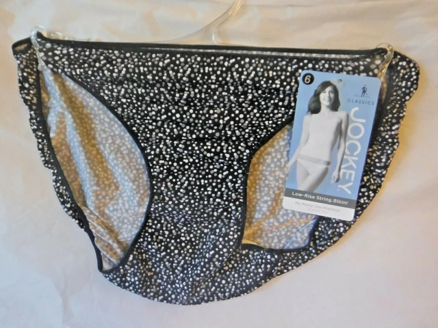 JOCKEY NO PANTY Line String Bikini Panties panty 1330 Black White Dots size  6 $10.97 - PicClick