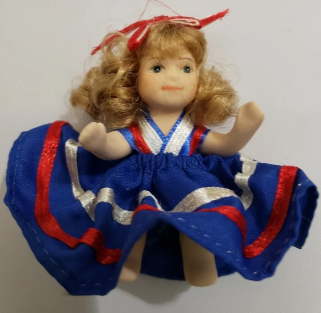 Small Mini Porcelain Bisque Doll With Movable Arms And Legs #5