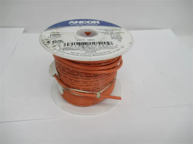 Ancor 104510 , 14 AWG Tinned Copper Wire 100 FT (ORANGE)