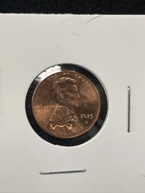 Skull  Stamped Lincoln Shield Penny U.S BLOOD MONEY