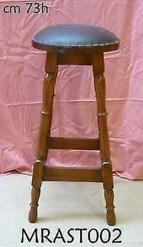 Silla Taburete Imitación Cuero Forrado Madera Caoba