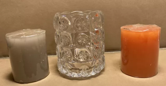 Neu Ikea Geschnittenes Glas Votivkerzenhalter & 2 Kerzen