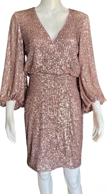 ELIZA J $178 3/4 Long Sleeve Sequin Dress Size 2 New With Tags $59.99 ...