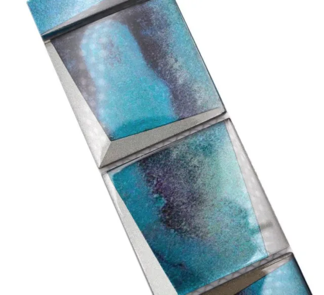 Bordo mosaico bordo mosaico vetro effetto 3D blu turchese lucido WB88BOR-XB10