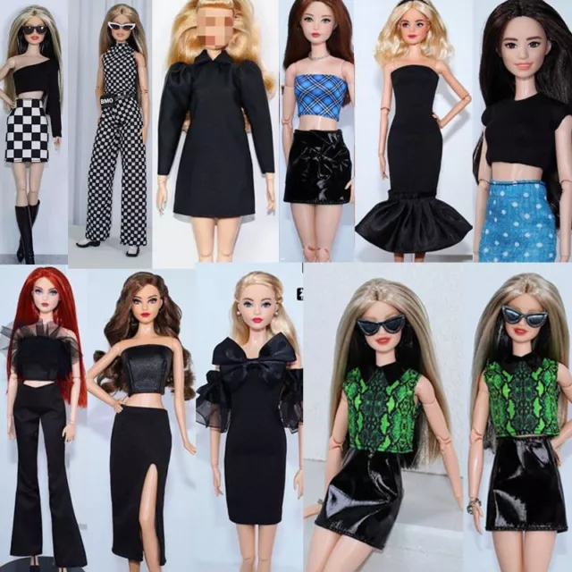 Black Style 1/6 Doll Clothes For 11.5" Doll Outfits Shirt Top Shorts Pants Skirt