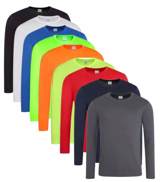Mens Long Sleeve Breathable Wicking Polyester Cool Athletic T-Shirt Tshirt