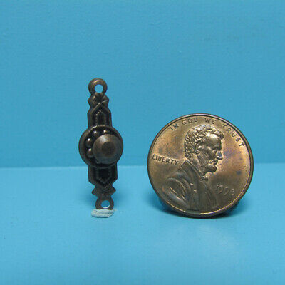 Dollhouse Miniature Old Rubbed Bronze Metal Door Knob with Ornate Plate CLA05511