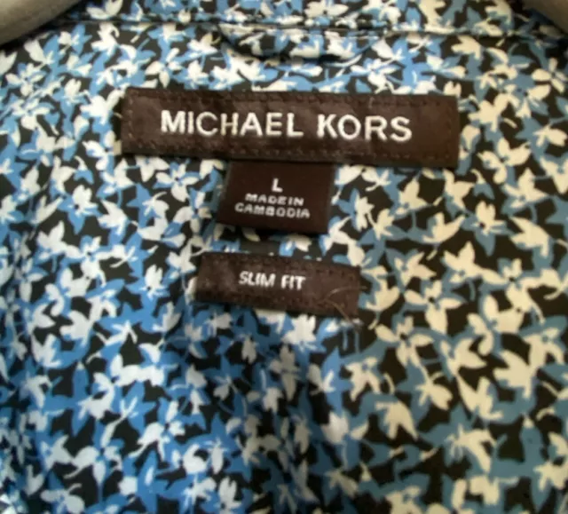 Michael Kors Mens Slim-Fit Stretch Crew Blue Large. NWT MSRP $128. NICE!!