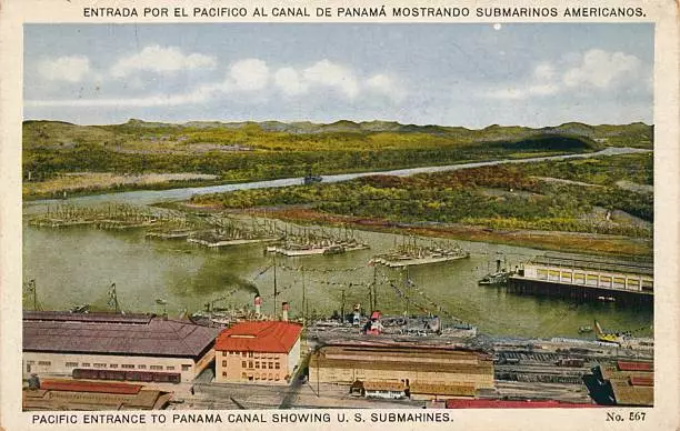 Pacific Entrance to Panama Canal Showing US Submarines, c1920s The - Old Photo