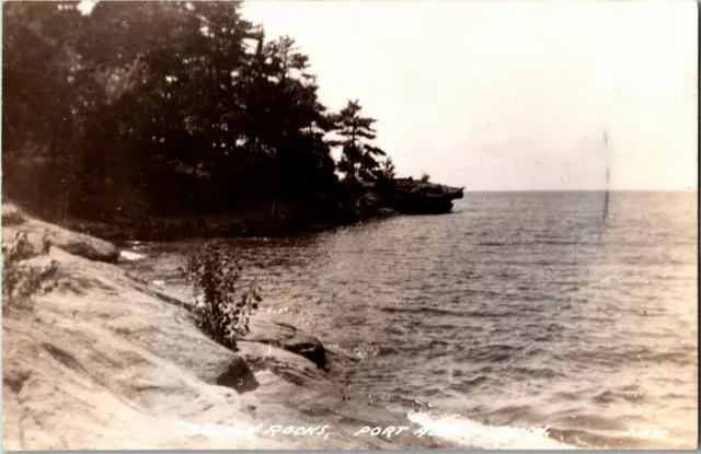 RPPC Broken Rocks, Port Austin MI Vintage Postcard A37