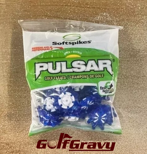 18 Softspikes PULSAR Fast Twist 3.0 Tour Lock Golf Cleats Spikes - Blue / White