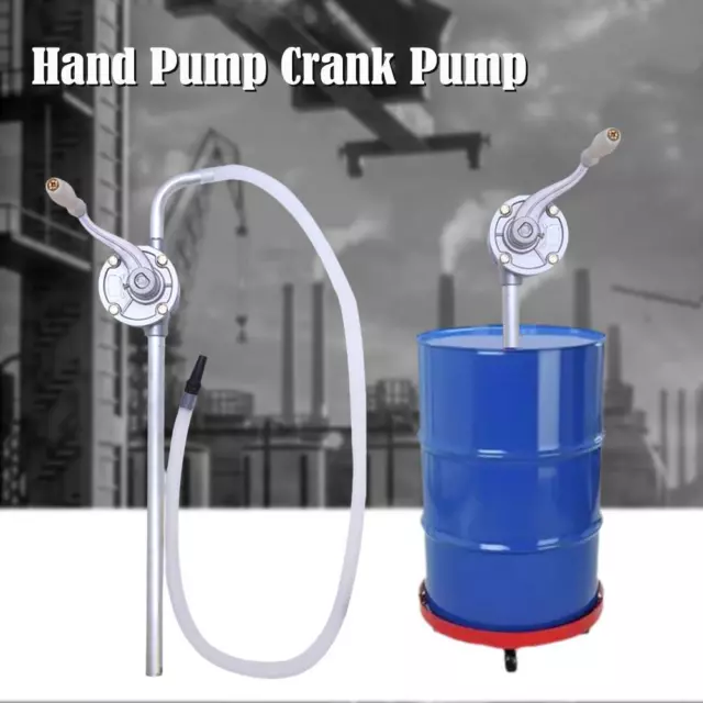 Drum Rotary Barrel Pump Hand Crank Diesel Fuel Oil Gas Transfer Pump+